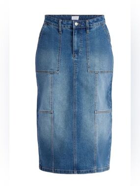 Time and Tru 16 Denim Midi Utility Skirt